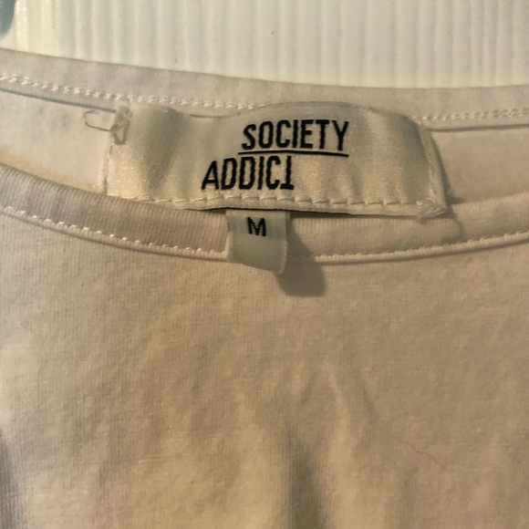 Society Addict White Crop Top Size Medium Twist Front - Picture 3 of 7